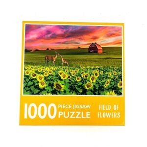 Page Publications Field of Flowers 1000 Piece Jigsaw Puzzle Barn Deer Sunflowers